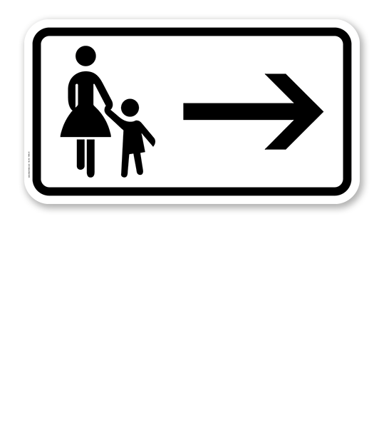 Zusatzschild Fußgänger Gehweg rechts gegenüber benutzen – Verkehrsschild VZ 1000-22