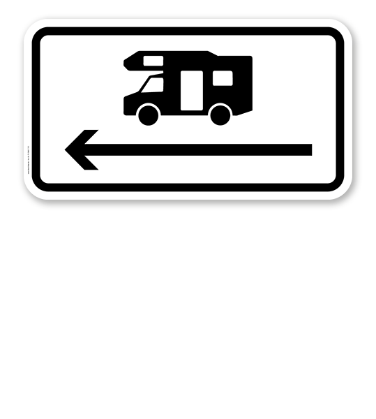 Zusatzschild Nur Wohnmobile - Pfeil links – Verkehrsschild VZ 1048-17-PL