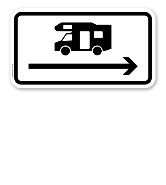 Zusatzschild Nur Wohnmobile - Pfeil rechts – Verkehrsschild VZ 1048-17-PR