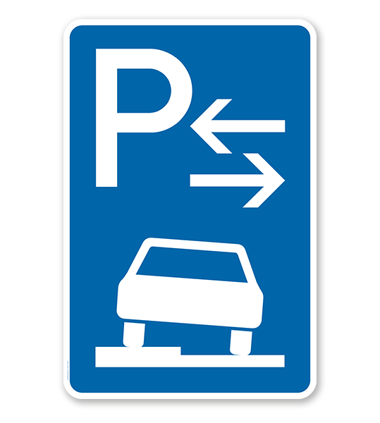 Parkplatzschild Parken halb auf Gehwegen - Mitte - VZ 315-53