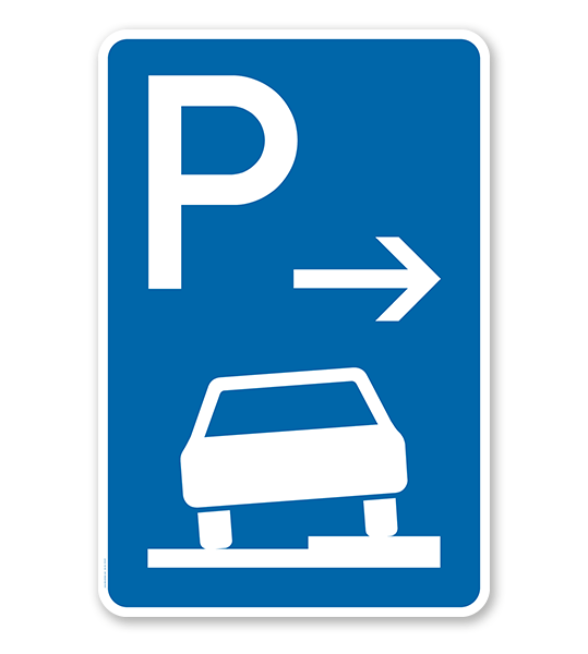 Parkplatzschild Parken halb auf Gehwegen - Anfang - VZ 315-57