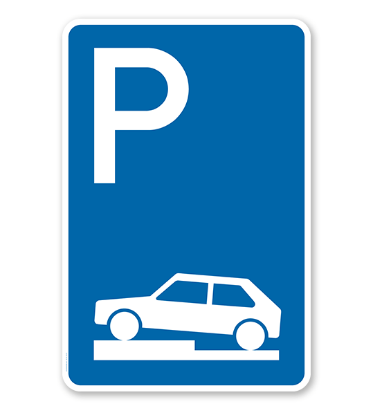 Parkplatzschild Parken halb auf Gehwegen - VZ 315-70