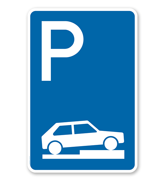 Parkplatzschild Parken halb auf Gehwegen - VZ 315-75