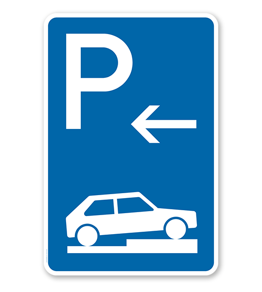 Parkplatzschild Parken halb auf Gehwegen - Anfang - VZ 315-76