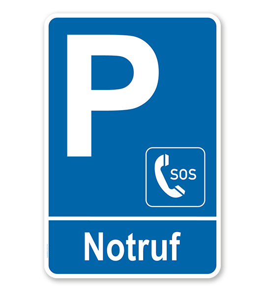 Parkplatzschild - Notruf – P