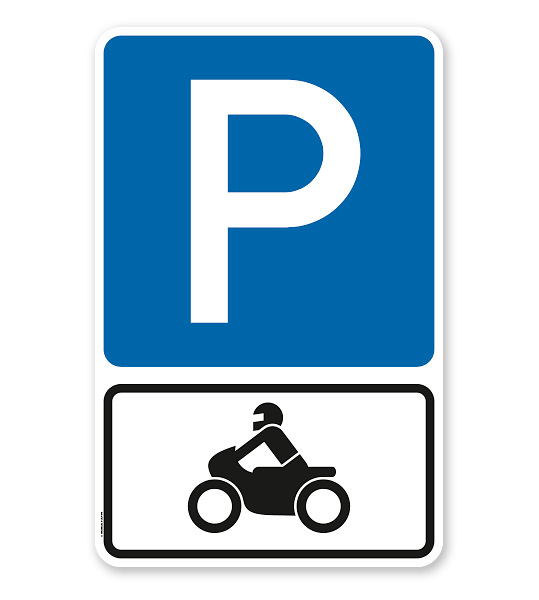 Parkplatzschild Parksymbol mit Zusatzschild Nur für Motorräder - Kombination - P