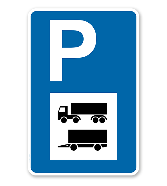 Parkplatzschild - LKW und Anhänger - mit Symbol – P