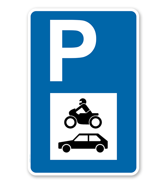 Parkplatzschild - PKW und Motorräder - mit Symbol – P