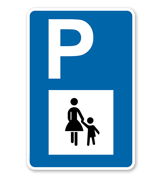 Parkplatzschild - Mutter mit Kind - mit Symbol – P