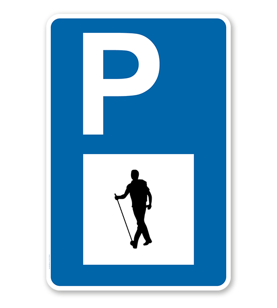 Parkplatzschild - Wandern 2 - mit Wandersymbol – P