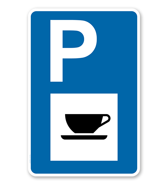 Parkplatzschild - Autobahnkiosk - Gastronomie - mit Zeichen VZ 365-57 – P