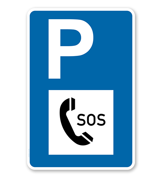 Parkplatzschild - Notruftelefon SOS - mit Zeichen VZ 365-51 – P