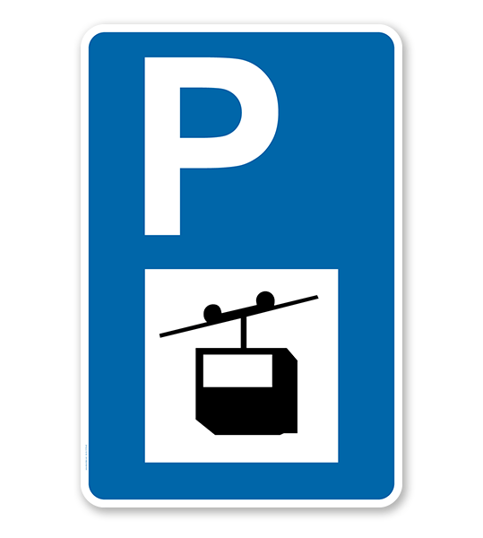 Parkplatzschild - Seilbahn - mit Seilbahnsymbol – P