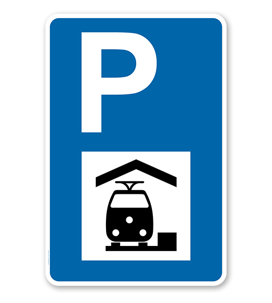 Parkplatzschild - Bahnhof - mit Symbol – P