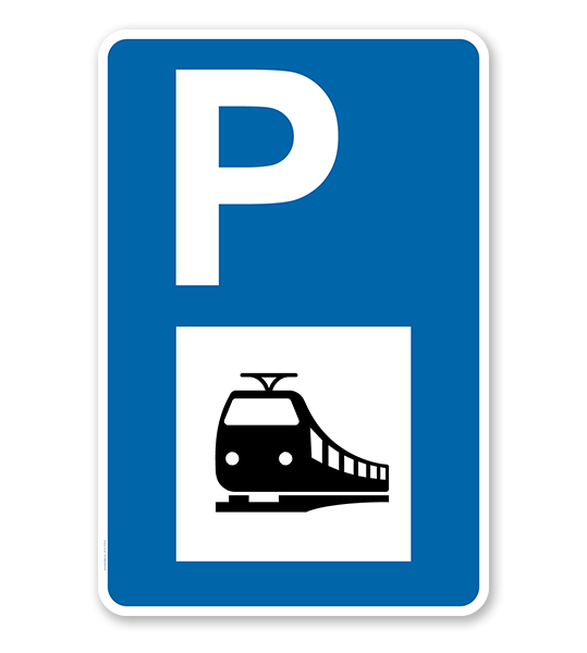 Parkplatzschild - Bahnhof, Zug - mit Symbol – P