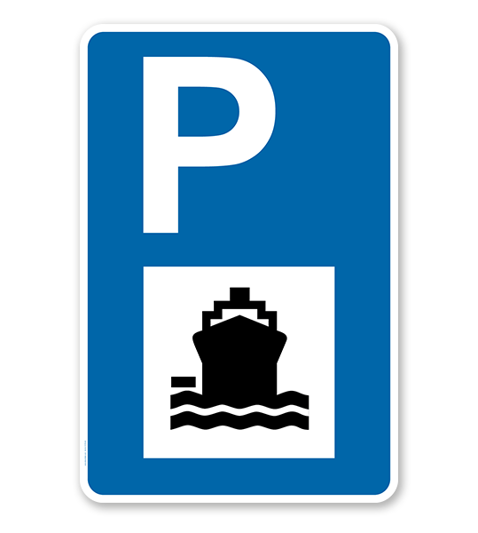Parkplatzschild - Schiffsanlegestelle / Hafen - mit Symbol – P