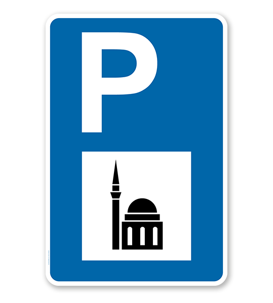 Parkplatzschild - Moschee - mit Symbol – P