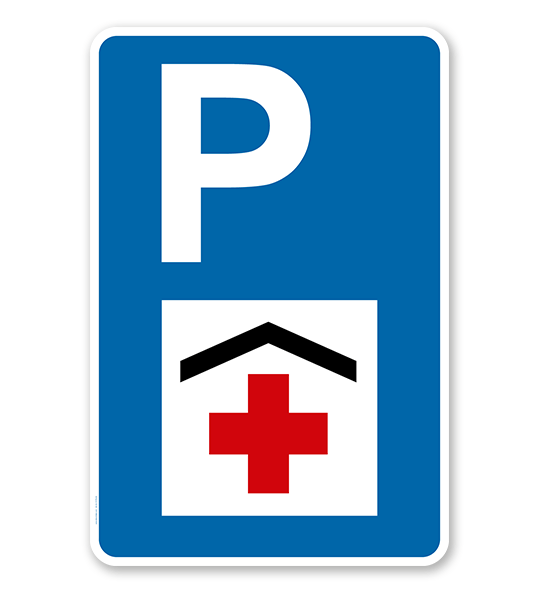 Parkplatzschild - Krankenhaus - mit rotem Kreuz – P