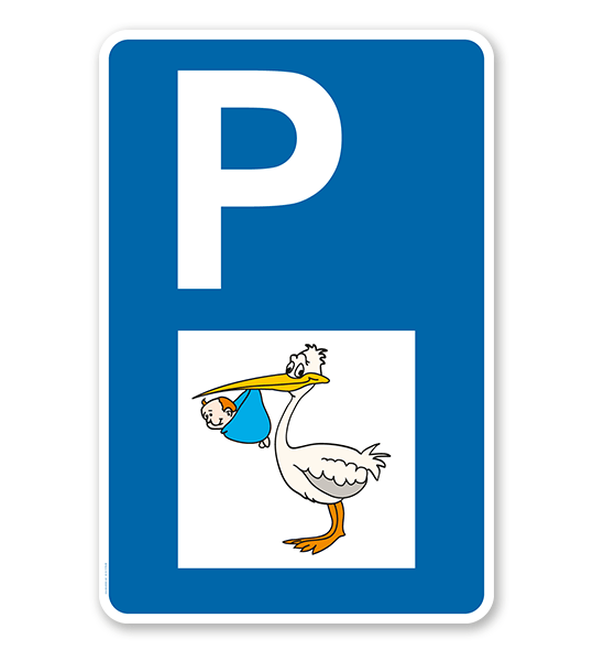 Parkplatzschild - Storchenparkplatz - mit Storch – P