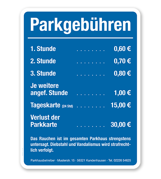 Parkplatzschild - Parkgebühren – P