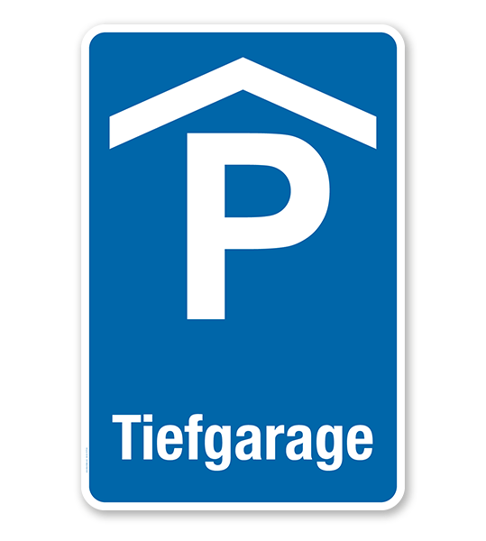 Parkplatzschild - Tiefgarage - mit Tiefgaragensymbol VZ 314-50 – P