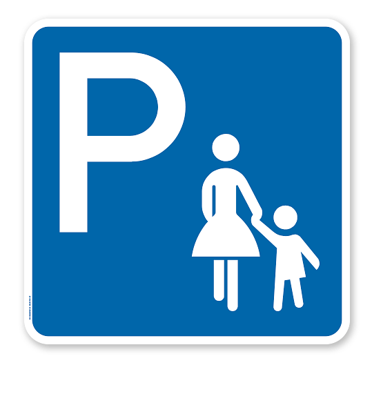 Parkplatzschild Mutter mit Kind - quadratisch - P