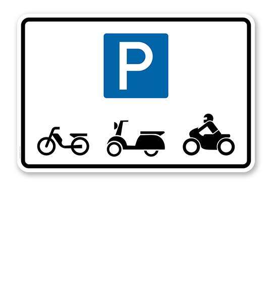 Hinweisschild Parkplätze nur für Mofas, Roller und Motorräder – P