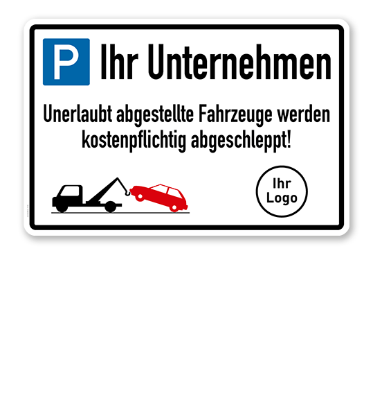 Parkplatzschild Firmenparkplatz - mit Firmenlogo – P