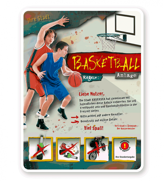 Spielplatzschild Basketball 4P - PB