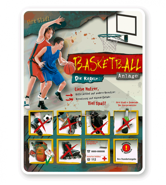 Spielplatzschild Basketball 8P - PB