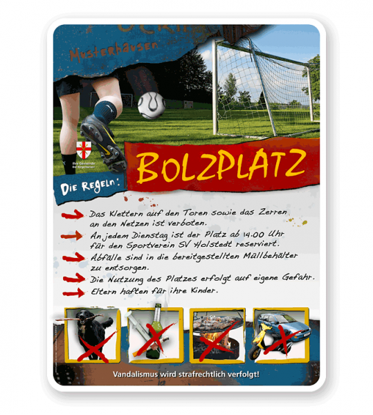 Spielplatzschild Bolzplatz 4P - PB