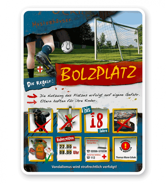 Spielplatzschild Bolzplatz 8P - PB
