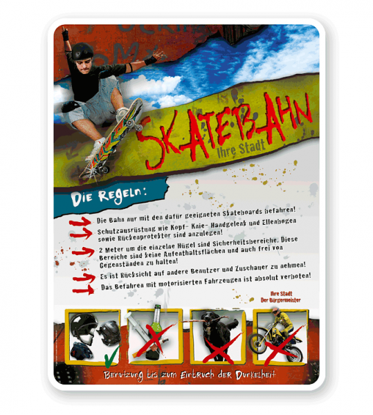 Schild Skatebahn 4P - PB