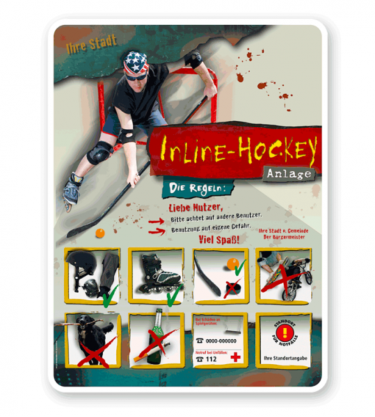 Spielplatzschild Inline-Hockey 8P - PB
