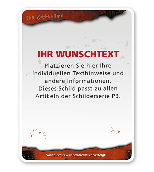 Spielplatz - Individuelles Zusatzschild 2 - rot - PB