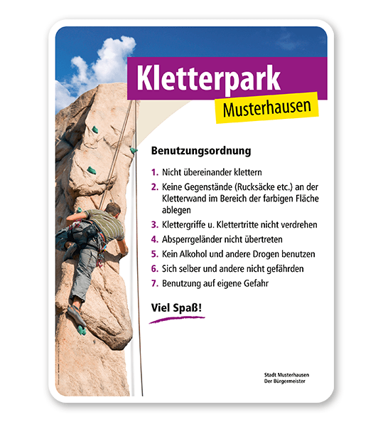 Schild Kletterwand / Kletterpark - PV