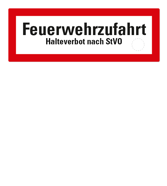 Brandschutzschild Feuerwehrzufahrt - Halteverbot nach StVO -  mit Siegelfläche nach DIN 4066