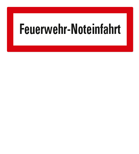 Brandschutzschild Feuerwehr-Noteinfahrt nach DIN 4066