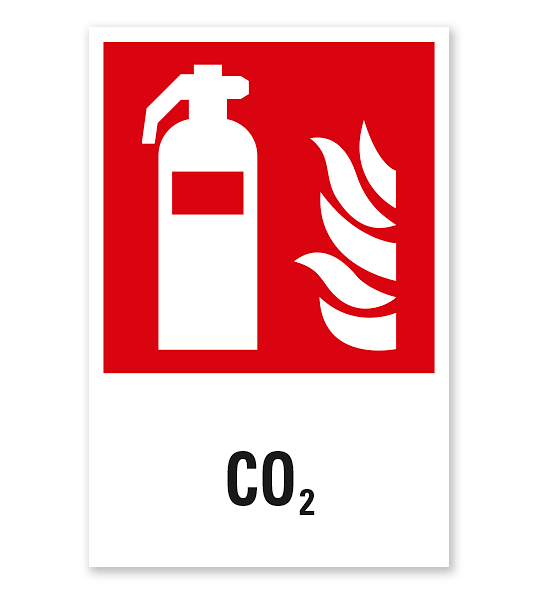 Brandschutzzeichen Feuerlöscher CO2 nach DIN EN ISO 7010 - F 001 - Kombi