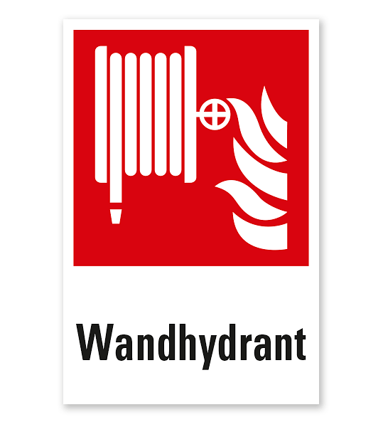 Brandschutzzeichen Wandhydrant / Löschschlauch nach DIN EN ISO 7010 - F 002 - Kombi