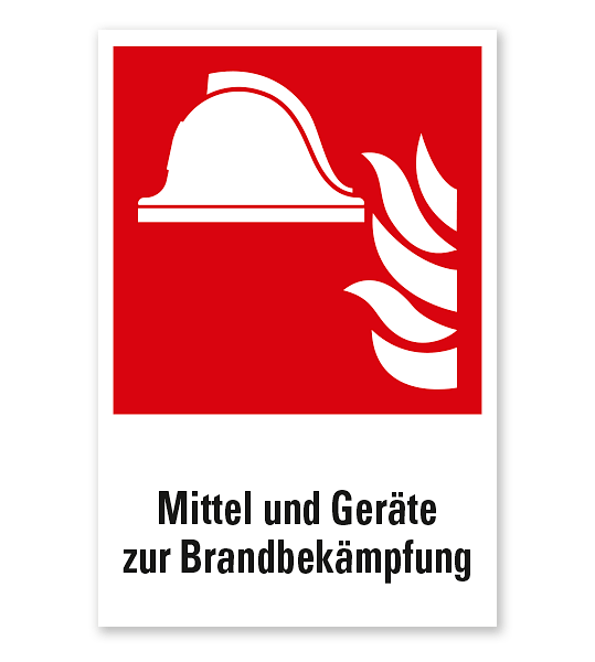 Brandschutzzeichen Mittel und Geräte zur Brandbekämpfung nach DIN EN ISO 7010 - F 004 - Kombi