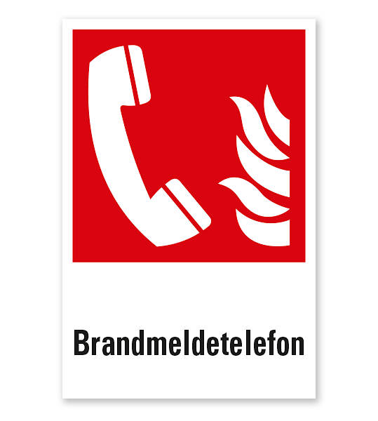 Brandschutzzeichen Brandmeldetelefon nach DIN EN ISO 7010 - F 006 - Kombi