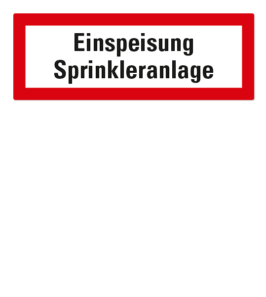Brandschutzschild Einspeisung Sprinkleranlage nach DIN 4066