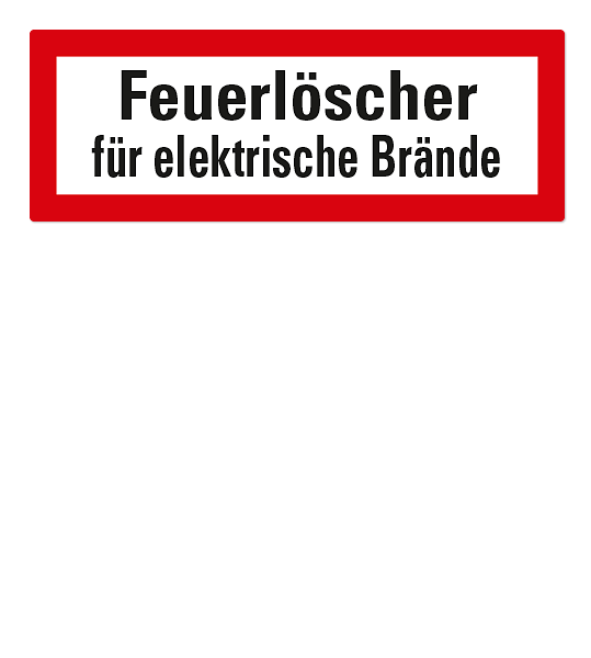 Brandschutzschild Feuerlöscher für elektrische Brände nach DIN 4066