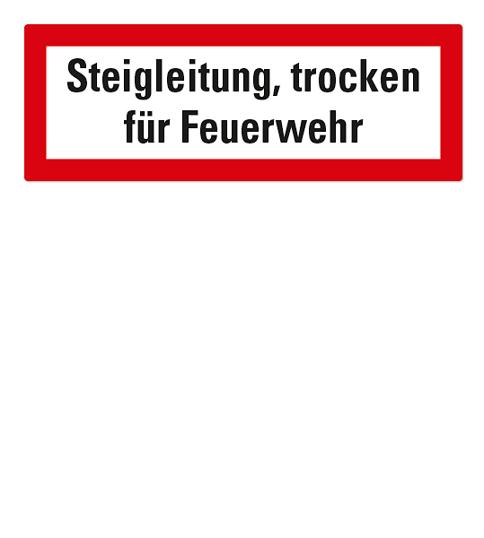 Brandschutzschild Steigleitung, trocken für Feuerwehr nach DIN 4066