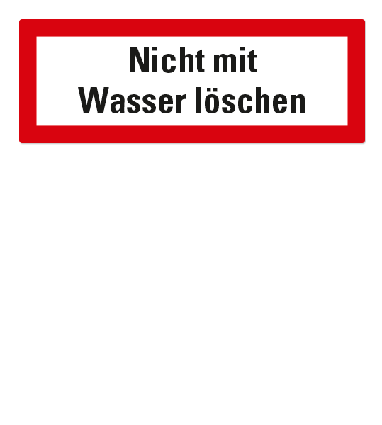 Brandschutzschild Nicht mit Wasser löschen nach DIN 4066