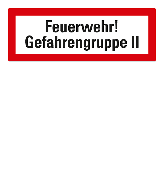 Brandschutzschild Feuerwehr-Gefahrengruppe II nach DIN 4066