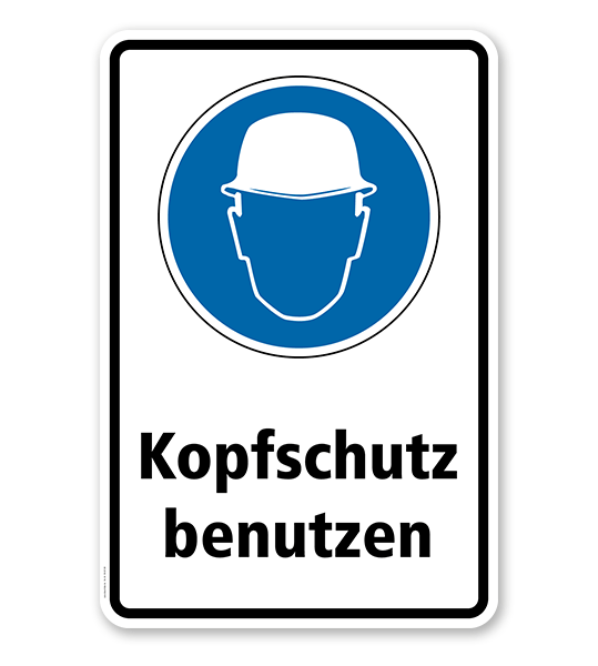 Gebotsschild Kopfschutz benutzen