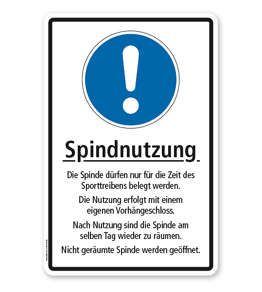Gebotsschild Spindnutzung
