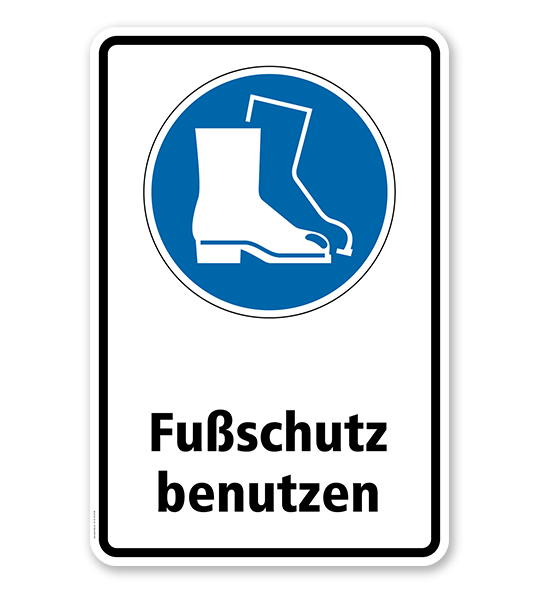 Gebotsschild Fußschutz benutzen nach DIN EN ISO 7010